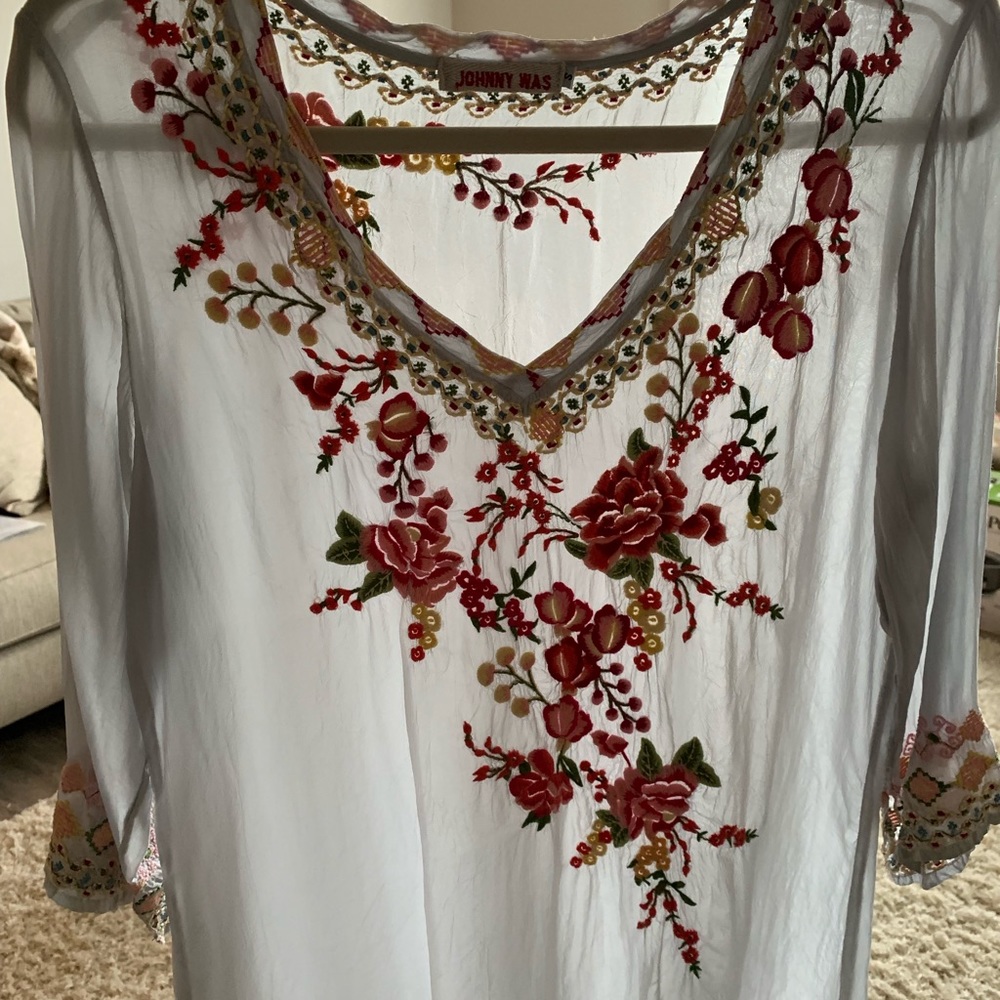 Johnny Was floral 3/4 length sleeve shirt
